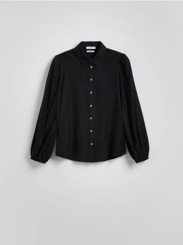 Reserved - Сорочка з додаванням льону - чорний - 594EG-99X Reserved - Сорочка з додаванням льону - чорний - 594EG-99X