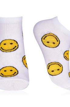 Носки женские AmiGA Смайлы, укороченные, белые, размер 23-25