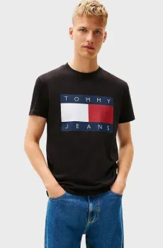 Мужская черная футболка REG BIG FLAG Черный L Tommy Jeans DM0DM22645