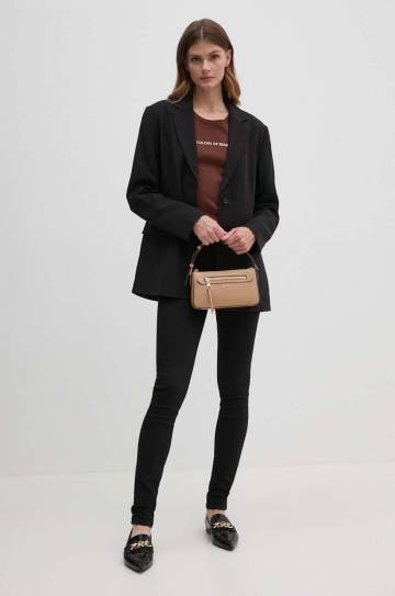 Кожаная сумочка Dkny цвет бежевый R42HKE18 Кожаная сумочка Dkny цвет бежевый R42HKE18