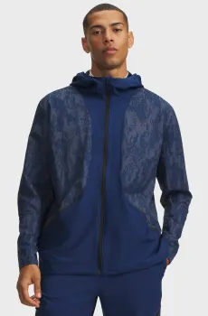 Мужская темно-синяя ветровка с узором UA Unstoppable Woven Jacket Синий S Under Armour 6014621-997