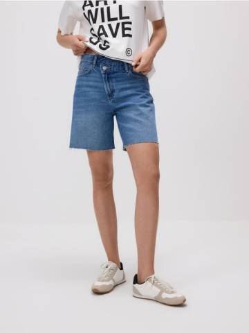 Reserved - Джинсові шорти з асиметричною застібкою - синій - 9341H-50J