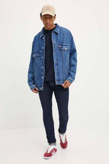 Хлопковая футболка Guess Jeans цвет синий однотонная M4YI46 K8FQ4