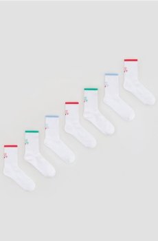 Reserved - Шкарпетки з високим вмістом бавовни, 7 пар - білий - 890IV-00X