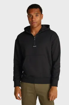 Мужское черное худи NANO LOGO HALF ZIP Черный M Calvin Klein K10K113762