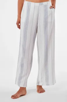 Женские белые льняные брюки в полоску MAHINA Белый L Etam 6535061