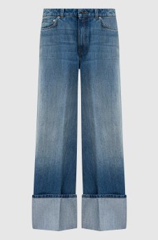 Синие джинсы с отворотами