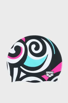 Черная шапочка для плавания с узором Черный ONESIZE Arena 1E368-276