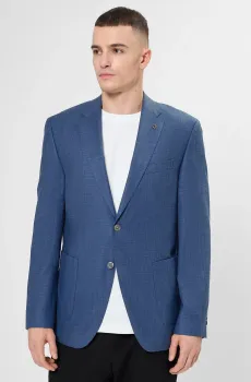 Мужской синий шерстяной блейзер Синий 48 BOSS 50556936;468