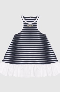 Детское синее платье в полоску
