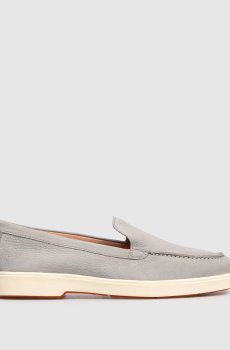 Серые лоферы из нубука с логотипом