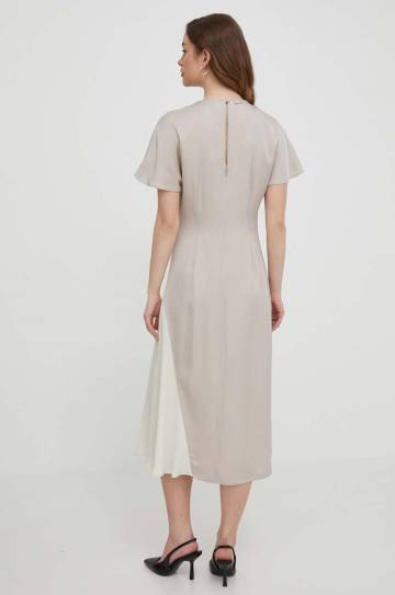 Платье Calvin Klein цвет бежевый midi прямая Платье Calvin Klein цвет бежевый midi прямая