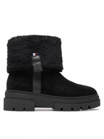 Tommy Hilfiger Ботильйони Faux Fur Suede Roll-Down Boot FW0FW08158 Чорний Tommy Hilfiger Ботильйони Faux Fur Suede Roll-Down Boot FW0FW08158 Чорний