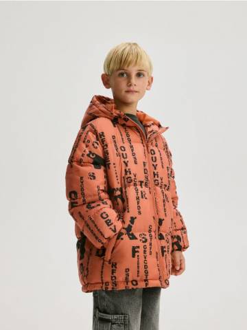 Reserved - Стьобана куртка з капюшоном - мідний - 374DF-28X Reserved - Стьобана куртка з капюшоном - мідний - 374DF-28X