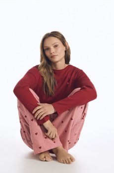 Reserved - Піжамний комплект з двох частин з візерунком «серденька» - червоний - 991HD-33X