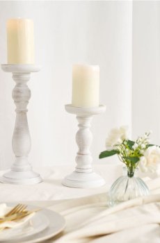 Декоративний свічник у формі колони - білий
