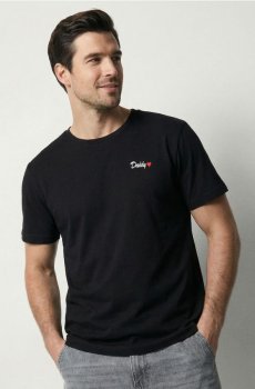 Бавовняна футболка з написом Daddy - чорний