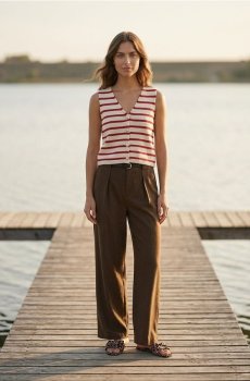 Бавовняна жилетка у смужку - червоний