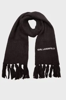 Женский черный шерстяной шарф K ESSENTIAL KNIT SCARF Черный ONESIZE Karl Lagerfeld 246W3305