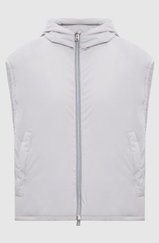 Серый жилет с капюшоном