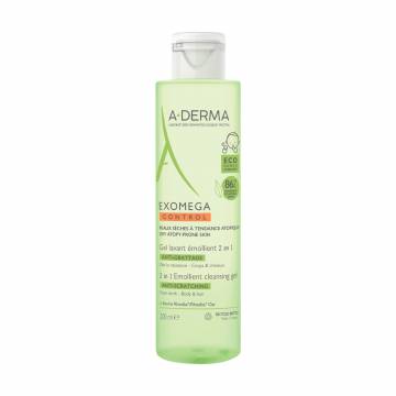 Смягчающий и очищающий гель 2 в 1 для душа и волос A-Derma Exomega Control Emollient Cleansing Gel 2 in 1, 200 мл Смягчающий и очищающий гель 2 в 1 для душа и волос A-Derma Exomega Control Emollient Cleansing Gel 2 in 1, 200 мл