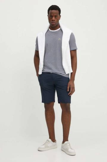 Хлопковая футболка Lacoste мужская цвет синий узорный TH9749 Хлопковая футболка Lacoste мужская цвет синий узорный TH9749