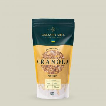 Гранола Банан Gregory Mill Banana, 1000 г + 3D-іграшка в подарунок Гранола Банан Gregory Mill Banana, 1000 г + 3D-іграшка в подарунок