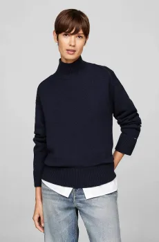 Женский темно-синий свитер WOOL BLEND MOCK-NK Синий S Tommy Hilfiger WW0WW43104