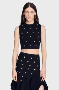 Женский черный топ Черный M Sandro SFPPU02874_Black