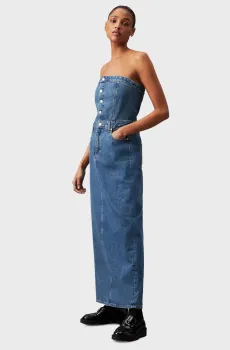 Женское синее джинсовое платье STRAPLE MAXI Синий S Calvin Klein Jeans J20J223742