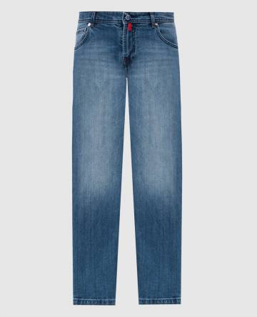 Синие джинсы с эффектом потертости