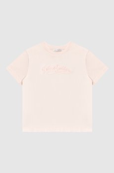 Детская розовая футболка с вышивкой логотипа