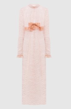 Розовое платье макси из кружева