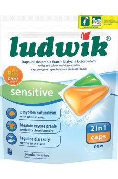 Капсулы для стирки Ludwik Sensitive 2 в 1 для белых и цветных вещей, 32 стирки, 32 шт