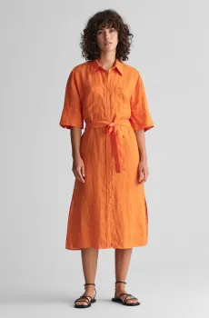 Женское оранжевое льняное платье REL LINEN SS SHIRT DRESS Оранжевый 38 Gant 4503319