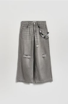 Reserved - Super wide leg джинси з ланцюжком - світло-сірий - 319HN-09J