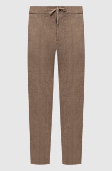 Коричневые брюки из льна