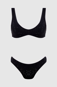 Черный купальник Malibu с кристаллами