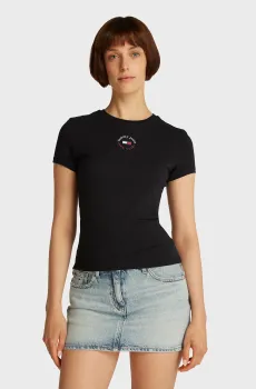Женская черная футболка TJW SLIM ESSENTIAL LOGO 2 TEE Черный XXS Tommy Jeans DW0DW20316