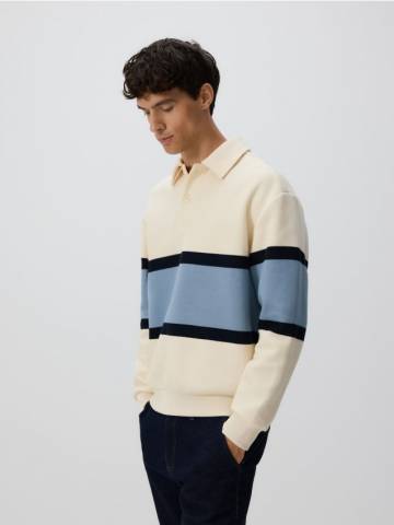 Reserved - Світшот regular fit з коміром - кремовий - 6995H-01X