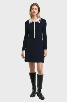 Женское темно-синее платье CONTRAST RIBBED KNITTED DRESS Синий S Gant 4502080