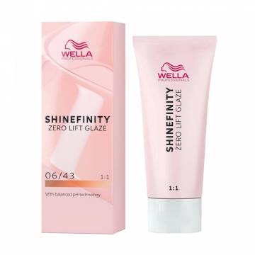 Полуперманентная краска для волос Wella Professionals Shinefinity Zero Lift Glaze 06/43 Copper Sunset, 60 мл Полуперманентная краска для волос Wella Professionals Shinefinity Zero Lift Glaze 06/43 Copper Sunset, 60 мл