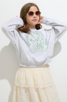 Світшот із круглим вирізом і принтом - сірий