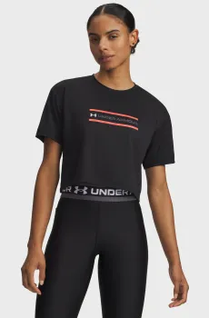 Женская черная футболка Tech Branded Crop SS Черный XL Under Armour 6009987-001