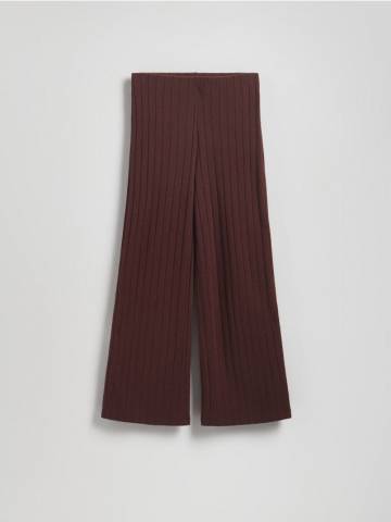 Reserved - Штани з трикотажу в рубчик - коричневий - ZQ712-88X