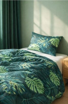 Комплект постелі з мотивом листя - зелений