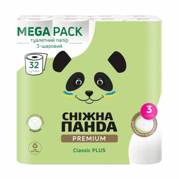 Туалетная бумага Снежная Панда Premium Classic Plus 3х-слойная, 32 рулона Туалетная бумага Снежная Панда Premium Classic Plus 3х-слойная, 32 рулона