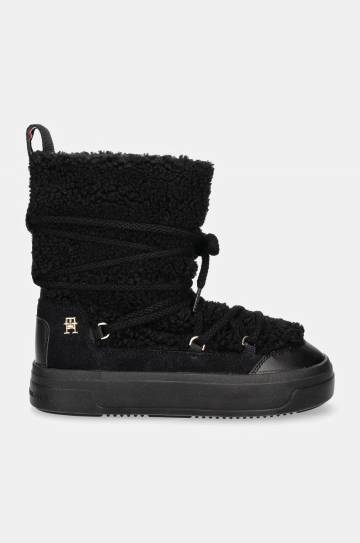 Зимние сапоги Tommy Hilfiger LACE-UP FAUX SHEARLING SNOWBOOT цвет чёрный FW0FW08252 Зимние сапоги Tommy Hilfiger LACE-UP FAUX SHEARLING SNOWBOOT цвет чёрный FW0FW08252
