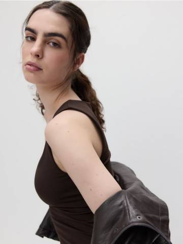 Reserved - Гладкий топ - темно коричневий - 5011B-89X