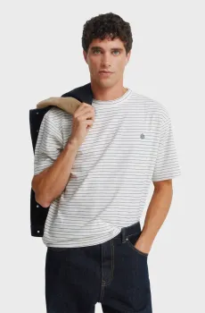 Мужская белая футболка в полоску Белый L SPRINGFIELD 7122314